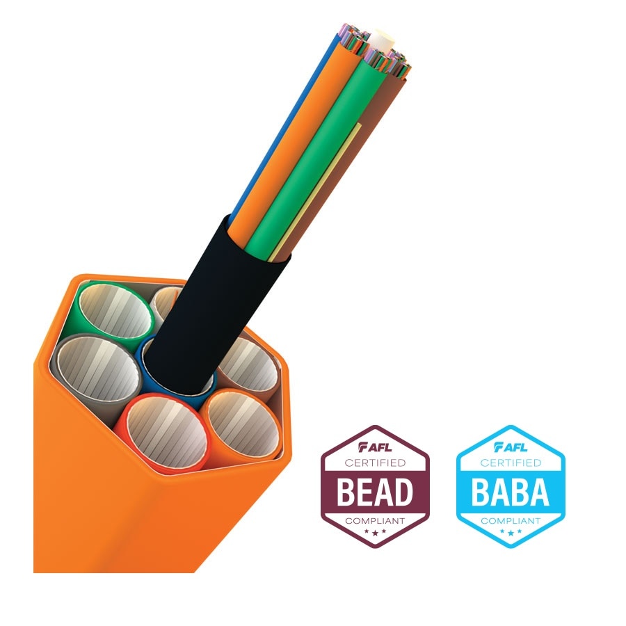 AFL BABA-Compliant, LM-Series, OSP MicroCore, Fiber Optic Cable, Black Jacket Color, 288 Single-mode, Nominal Cable Diameter 10.4mm