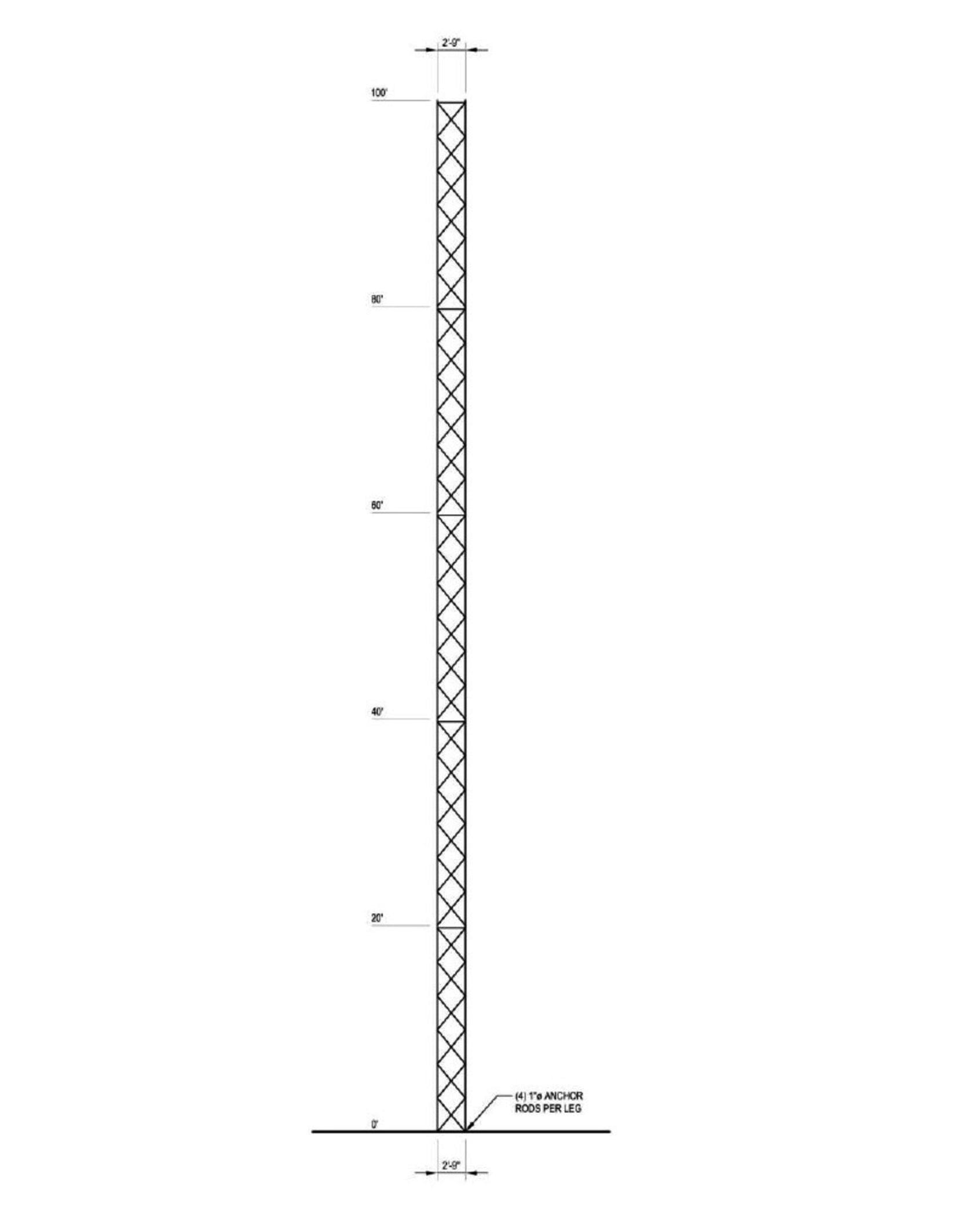 Amerite 100 foot Self-Support Tower Heavy Load with Base Cage