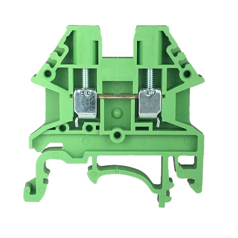 Dinkle DIN Rail Terminal Block Screw Type UL 600V 30A 10-22AWG, Green (100-pack)