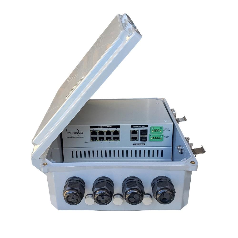Inscape Data LinkPower™ LPS1800ATM-T1E 12-Port 10/100M Managed 802.3at/af PoE Switch with 8 PoE Ports & 2 Combo RJ45 & SFP Fiber Gigabit Ports, 30W per PoE Port, 250W Total