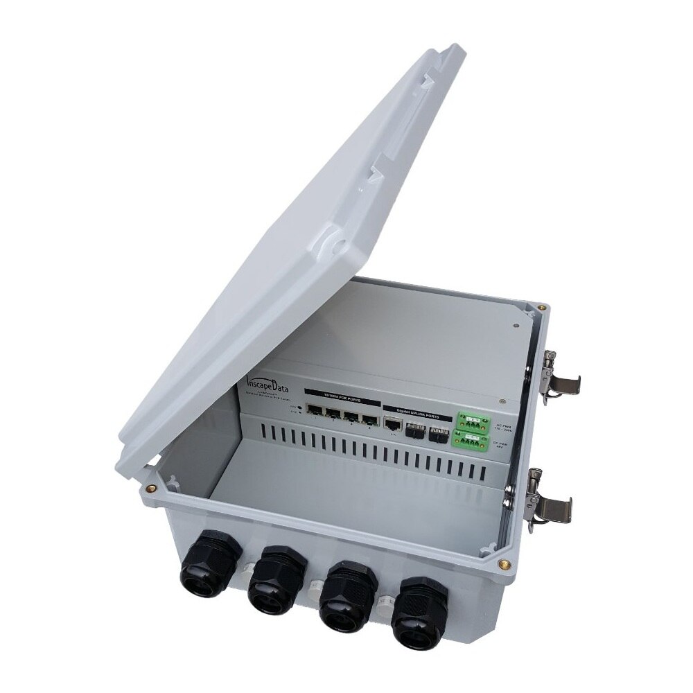 Inscape Data IP68 Contractor-Grade Gigabit Managed 802.3af/at Outdoor PoE Switch with 4x PoE Ports and 2x SFP Fiber Gigabit Ports
