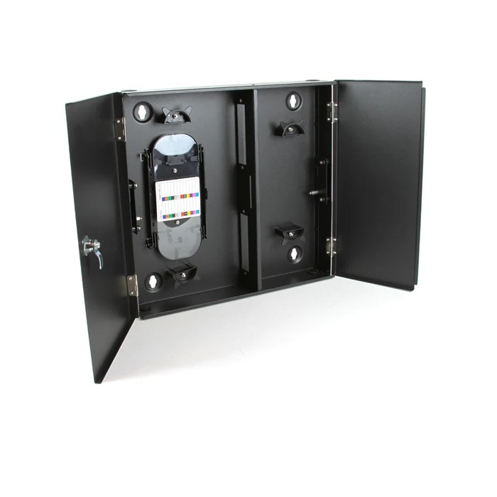 Primus Cable Wall Mount Fiber Patch Panel, Double Door, 2 Adapter Panel Capacity