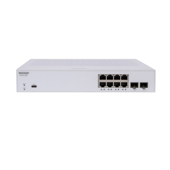Ruckus ICX 8100 Switch, 8x 10/100/1000 ports, 2 x 10G SFP uplink-ports, advanced layer 2, 124W PoE budget