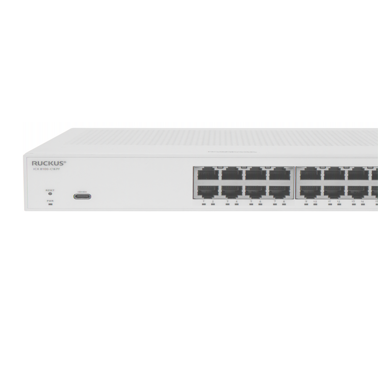 RUCKUS ICX 8100 Compact Switch, 16×10/100/1000 Mbps PoE+ 802.3at, 30W Class 4 ports, 2×1GbE SFP uplink-ports, 124W PoE budget