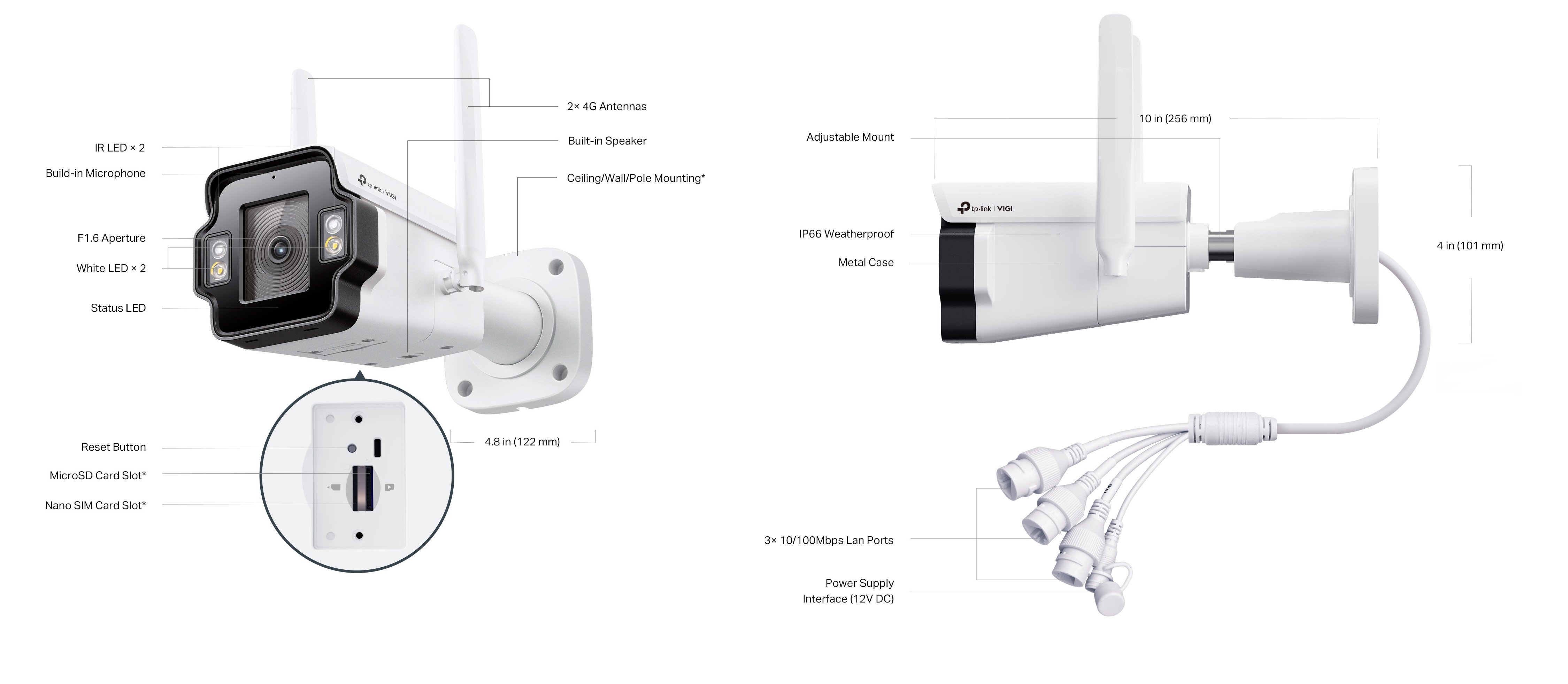 TP-Link VIGI 4MP 4mm Outdoor Full-Color 4G Bullet Network Camera