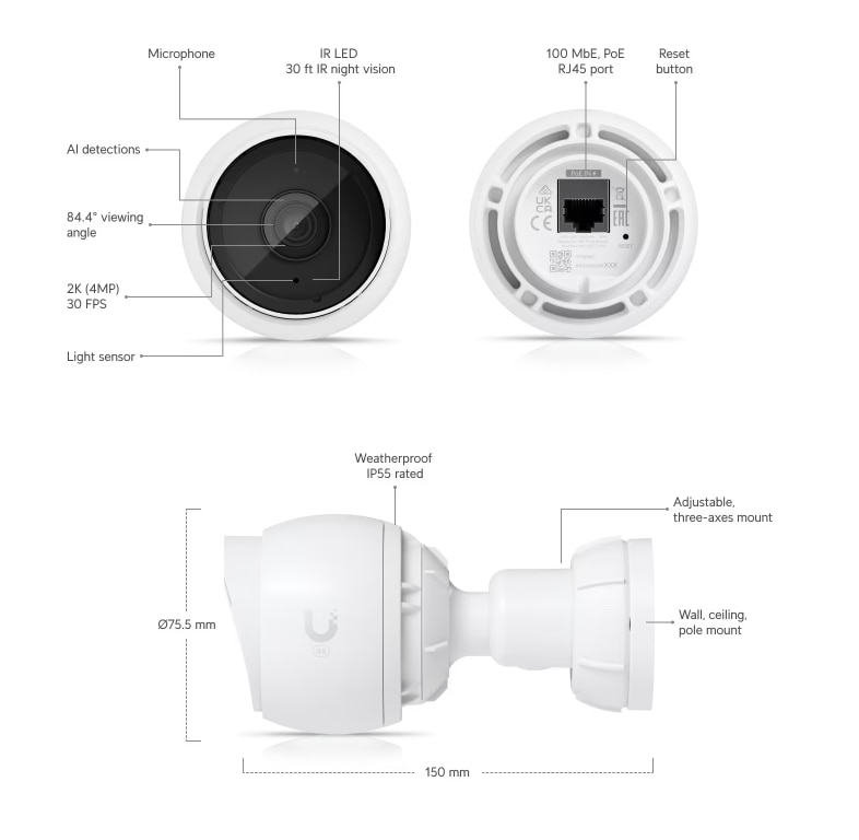 Ubiquiti UniFi Protect G5 Bullet Camera (3-pack)