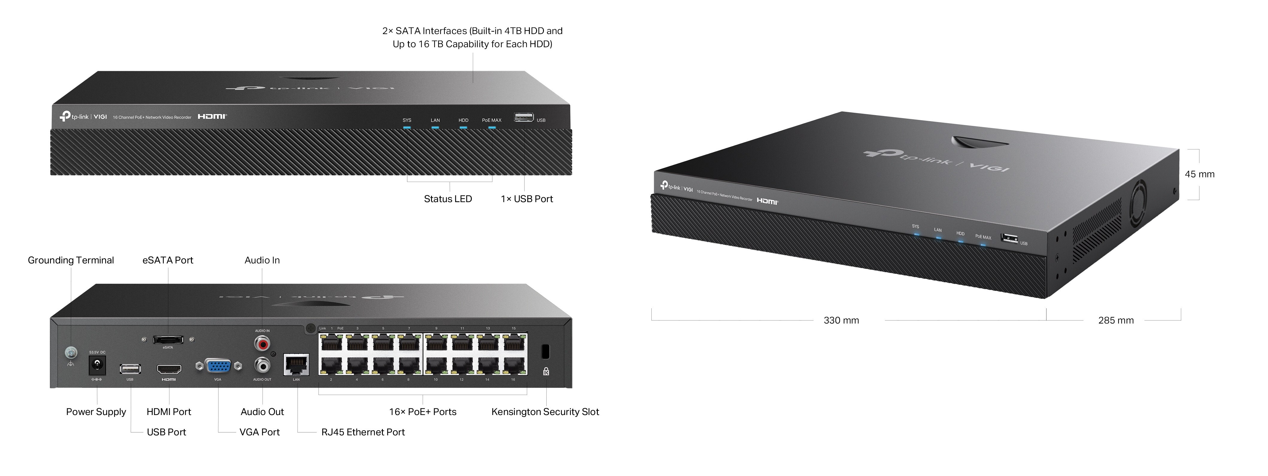 TP-Link VIGI 16 Channel PoE+ Network Video Recorder
