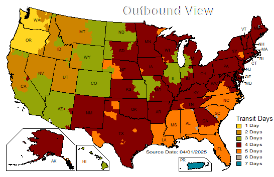 Kalama UPS Ground Transit Map
